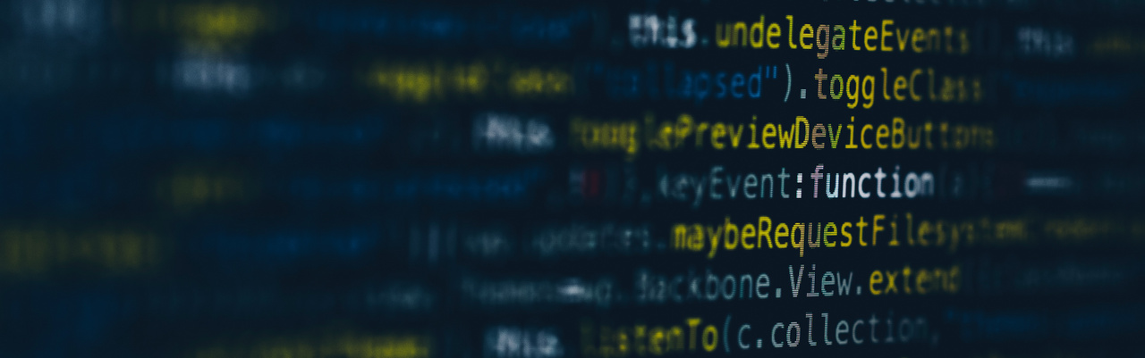 Titelbild Management Informationssysteme Programm-Code-Zeilen in einer Detailaufnahme.