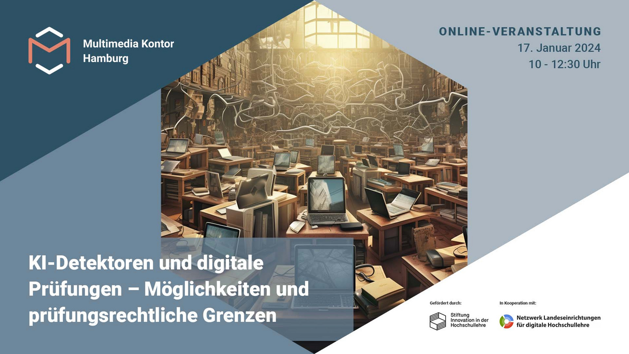 KI-Detektoren Ein KI generiertes Bild. Ein Raum mit vielen Notebooks und Smartphones